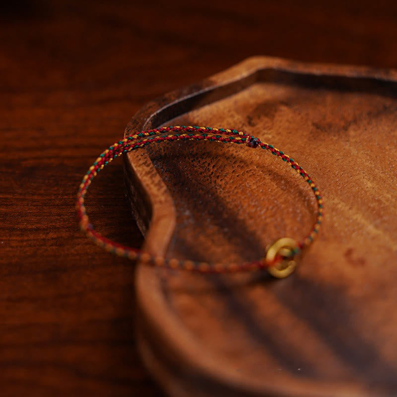 Buddha Stonesハンドメイド 銅貨 チャーム コネクション 編み紐 調節可能 ブレスレット アンクレット - image 5