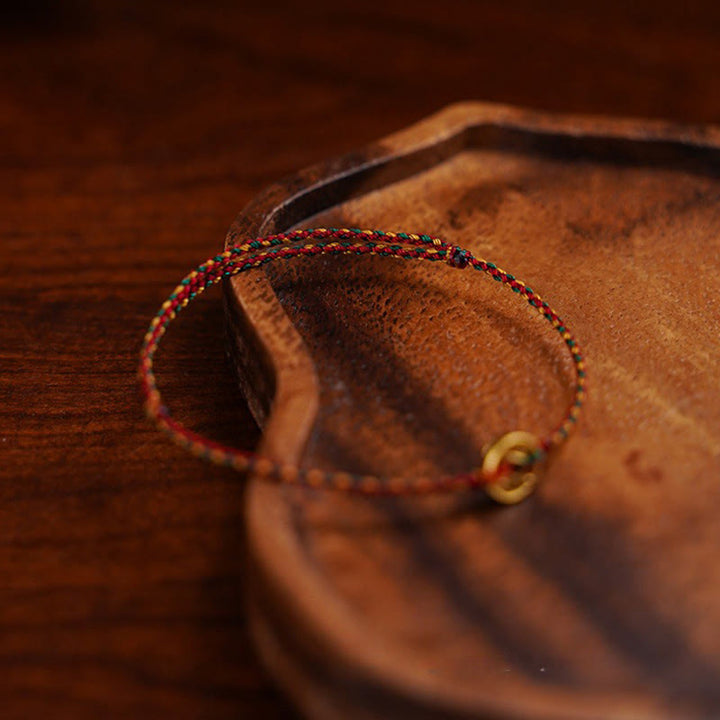 Buddha Stonesハンドメイド 銅貨 チャーム コネクション 編み紐 調節可能 ブレスレット アンクレット - image 5