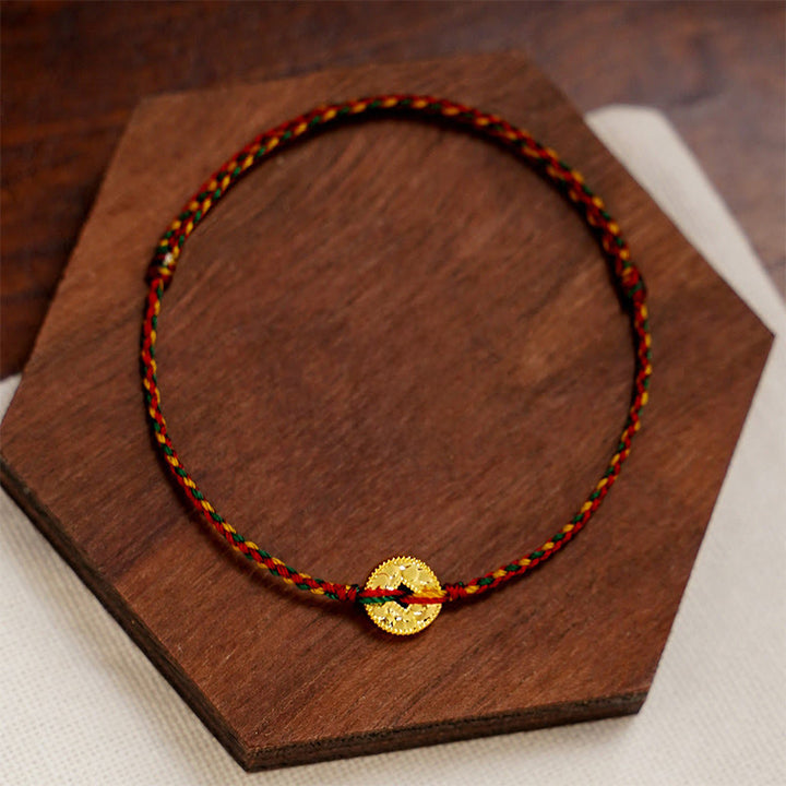 Buddha Stonesハンドメイド 銅貨 チャーム コネクション 編み紐 調節可能 ブレスレット アンクレット - image 4