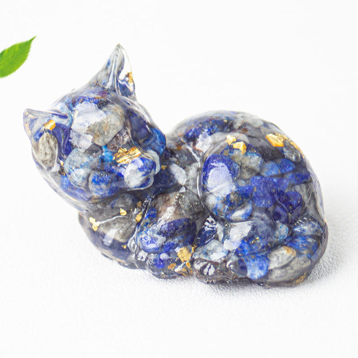 Buddha Stonesクリスタルチップエポキシ樹脂小さな猫ポジティブデコレーション  - image 6