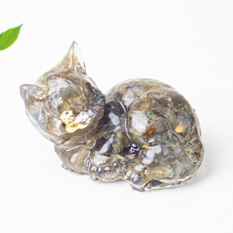 Buddha Stonesクリスタルチップエポキシ樹脂小さな猫ポジティブデコレーション  - image 23