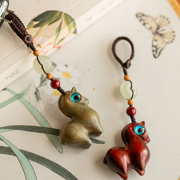 Buddha Stones午年小葉紫檀緑檀黒檀落ち着いたキーホルダー - image 10