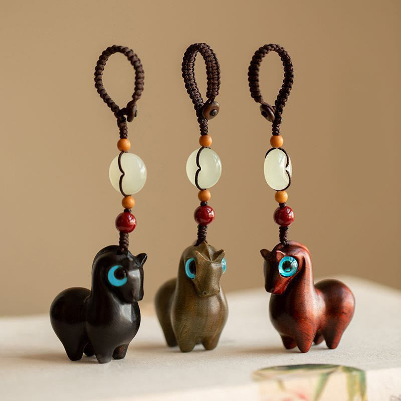 Buddha Stones午年小葉紫檀緑檀黒檀落ち着いたキーホルダー - image 1