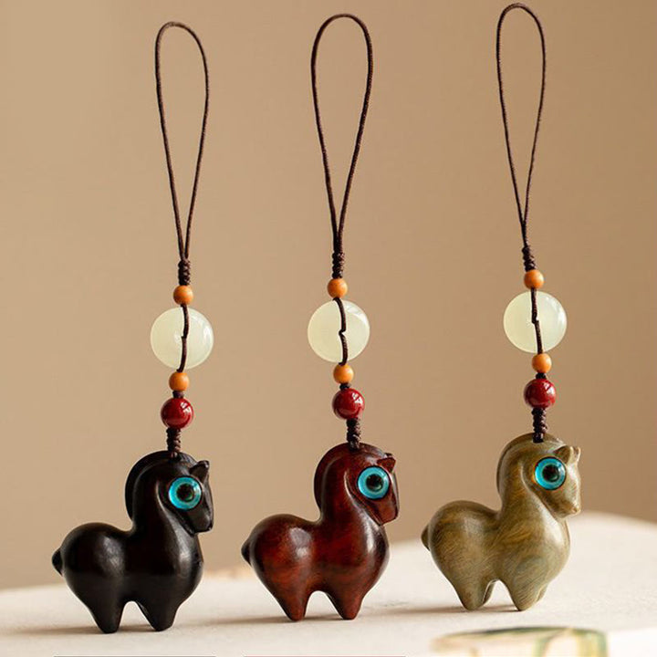 Buddha Stones午年小葉紫檀緑檀黒檀落ち着いたキーホルダー - image 12