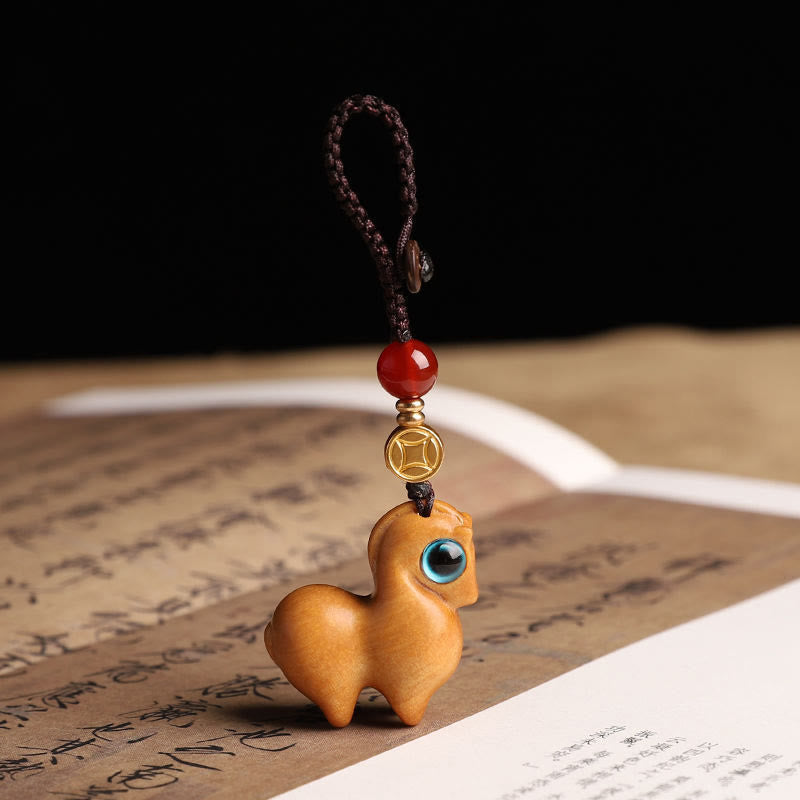 Buddha Stones午年小葉紫檀落ち着いたキーホルダー 携帯電話用吊り下げ飾り - サンダルウッド - キーホルダー - image 5