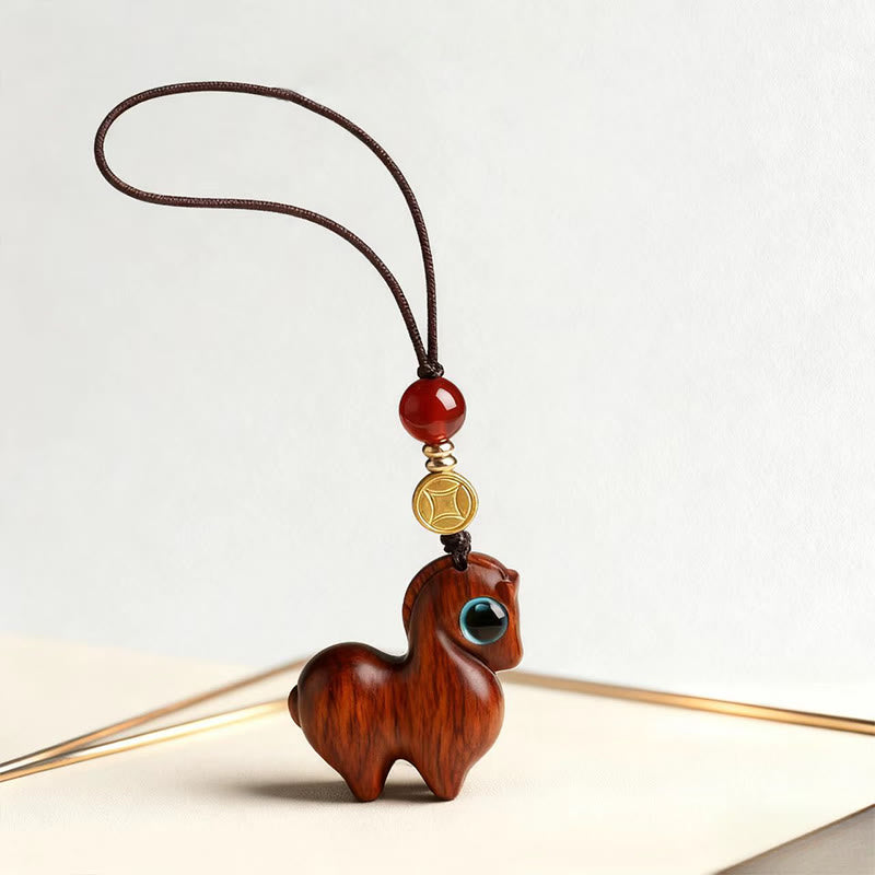 Buddha Stones午年小葉紫檀落ち着いたキーホルダー 携帯電話用吊り下げ飾り - image 2