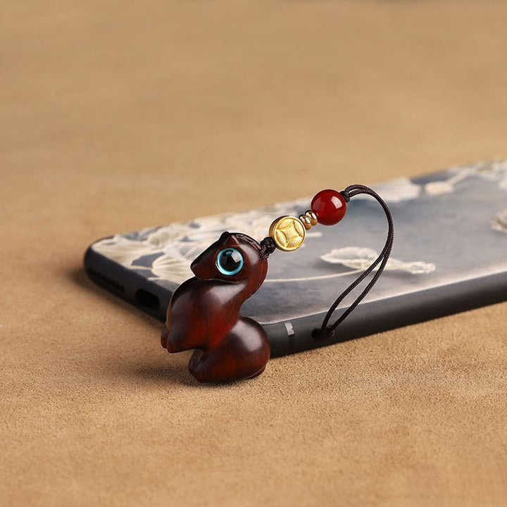 Buddha Stones午年小葉紫檀落ち着いたキーホルダー 携帯電話用吊り下げ飾り - image 3