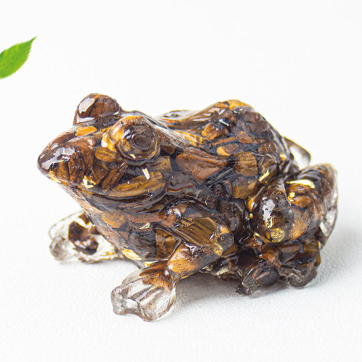 Buddha Stonesクリスタル ドリップ 樹脂 小さなカエル 情熱 装飾 像 - タイガーアイ（65×55×38mm） - image 16