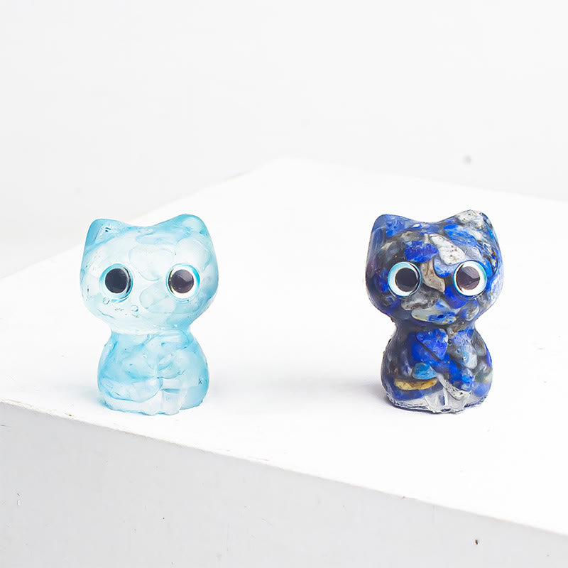 Buddha Stones水晶 ドリップ樹脂 小さな猫 浄化 装飾 像 - image 27