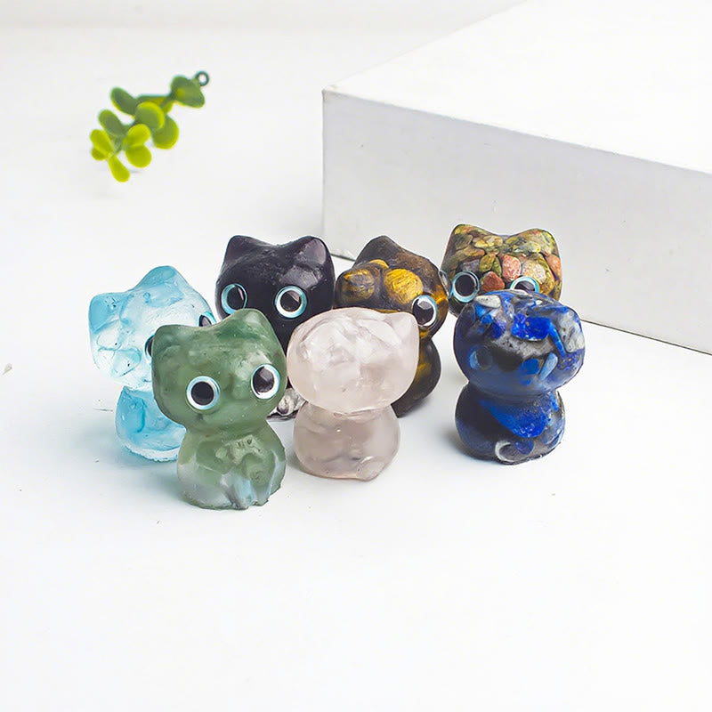 Buddha Stones水晶 ドリップ樹脂 小さな猫 浄化 装飾 像 - image 28
