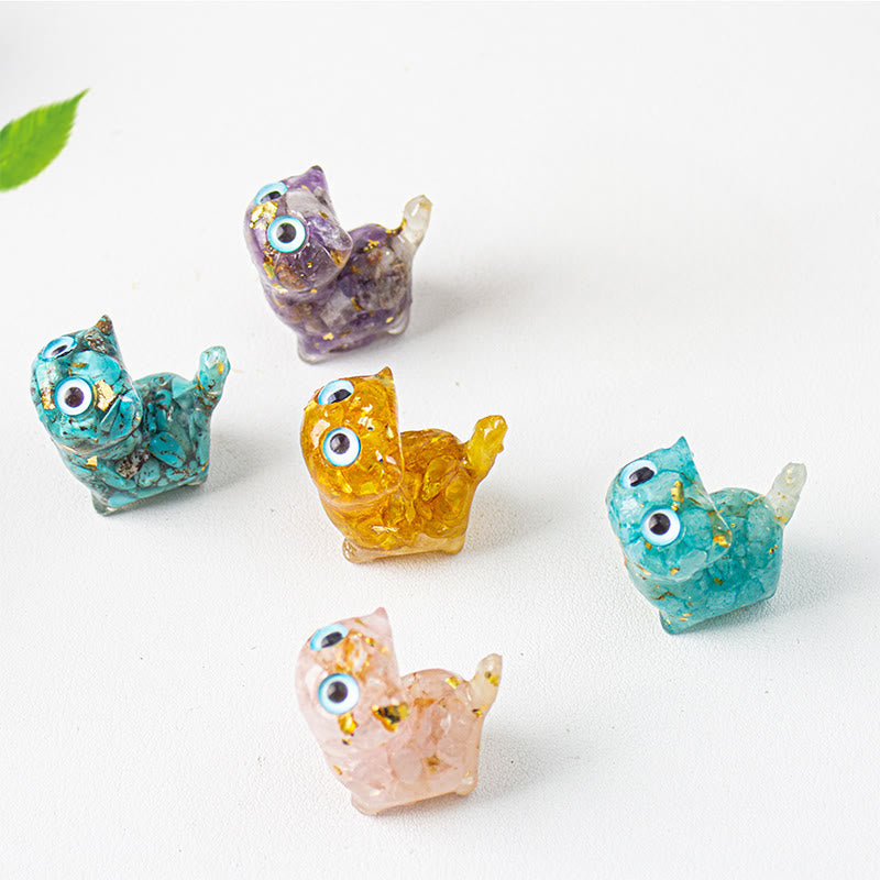 Buddha Stones クリスタルドリップ樹脂製小型猫の安らぎの達成装飾像 - image 30