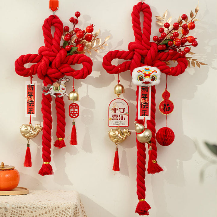 馬年獅子舞い福文字中国結び幸運繁栄Buddha Stones飾り - image 18