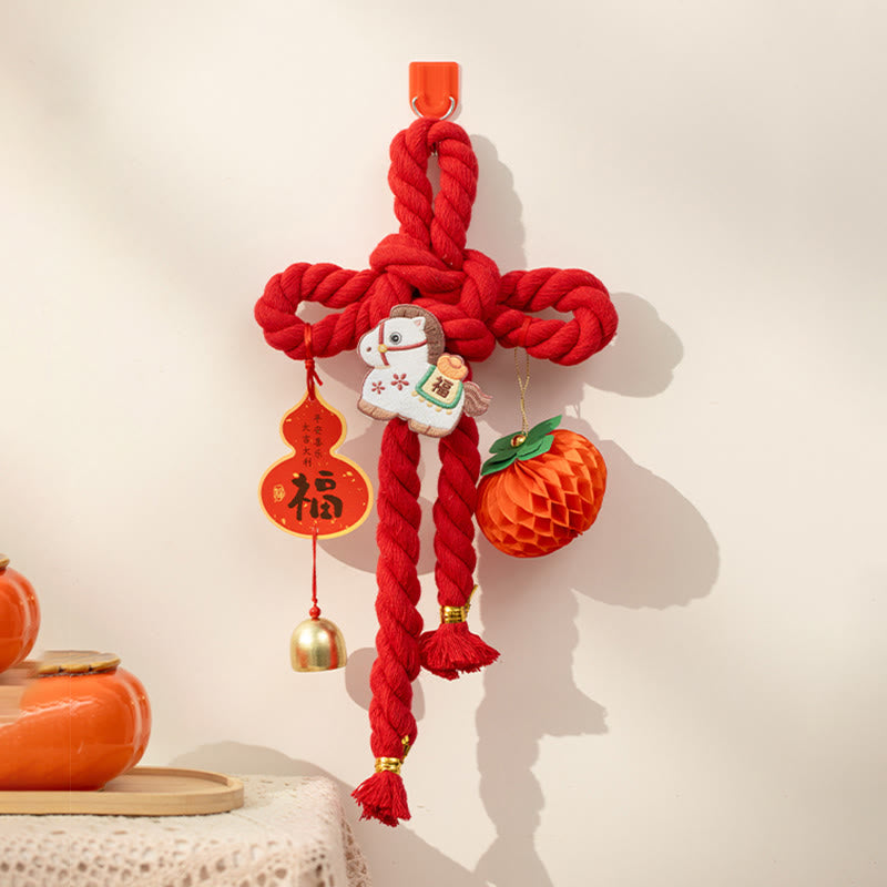 馬年獅子舞い福文字中国結び幸運繁栄Buddha Stones飾り - 馬 小サイズ 17×30 cm - image 11