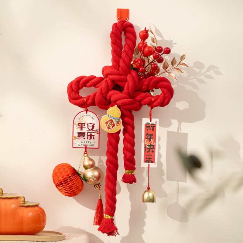 馬年獅子舞い福文字中国結び幸運繁栄Buddha Stones飾り - 刺繍ひょうたん 中サイズ 20×40 cm - image 9