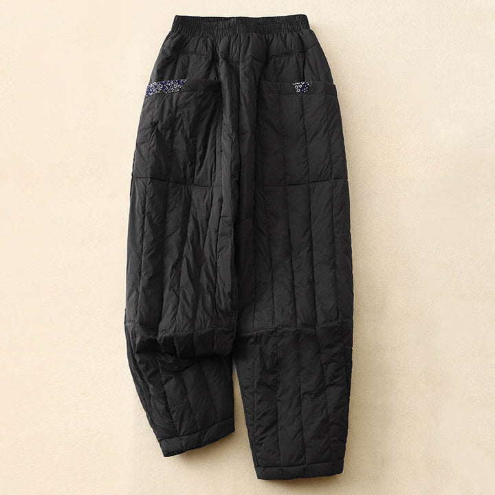 Buddha Stonesレディース 冬用 サーマル パッチワーク コットンパンツ ポケット付き - 黒 - US8-10，UK/AU12-14，EU40-42 (2XL) - image 8