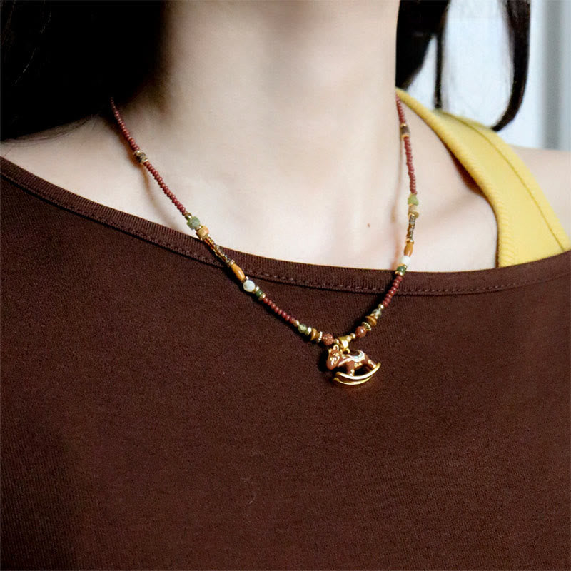 Buddha Stones馬年 銅 タイガーアイ 各種ビーズ バランスネックレス ペンダント - image 4