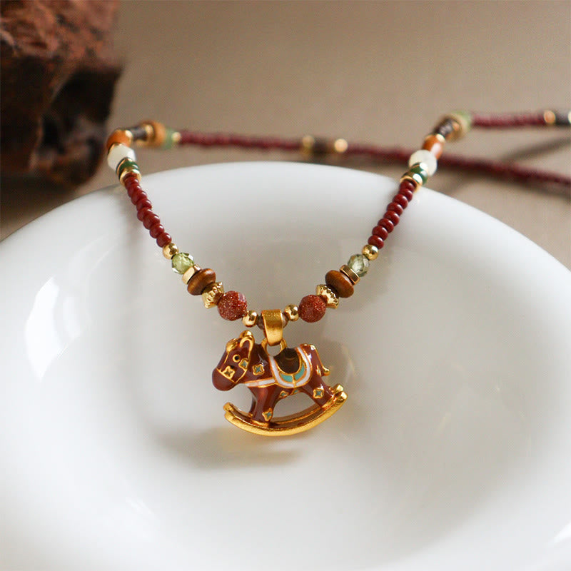 Buddha Stones馬年 銅 タイガーアイ 各種ビーズ バランスネックレス ペンダント - image 3