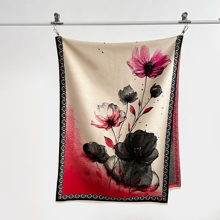 Buddha Stones冬の水墨画 蓮の花 葉模様 ソフトスカーフ ショール - image 7