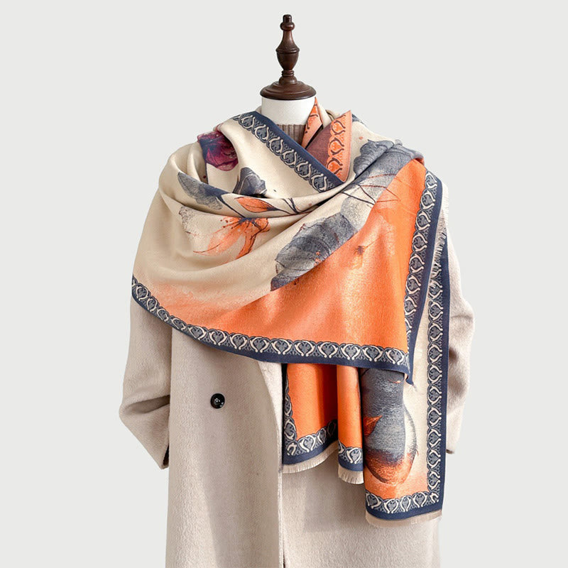 Buddha Stones冬の水墨画 蓮の花 葉模様 ソフトスカーフ ショール - image 10