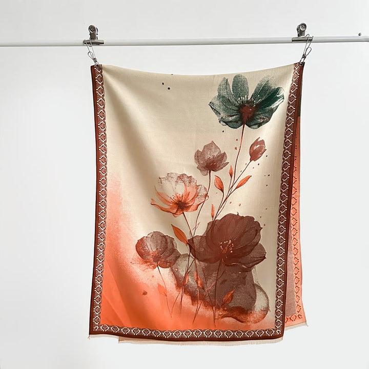 Buddha Stones冬の水墨画 蓮の花 葉模様 ソフトスカーフ ショール - image 15