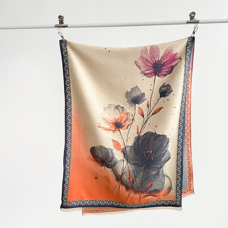 Buddha Stones冬の水墨画 蓮の花 葉模様 ソフトスカーフ ショール - image 11