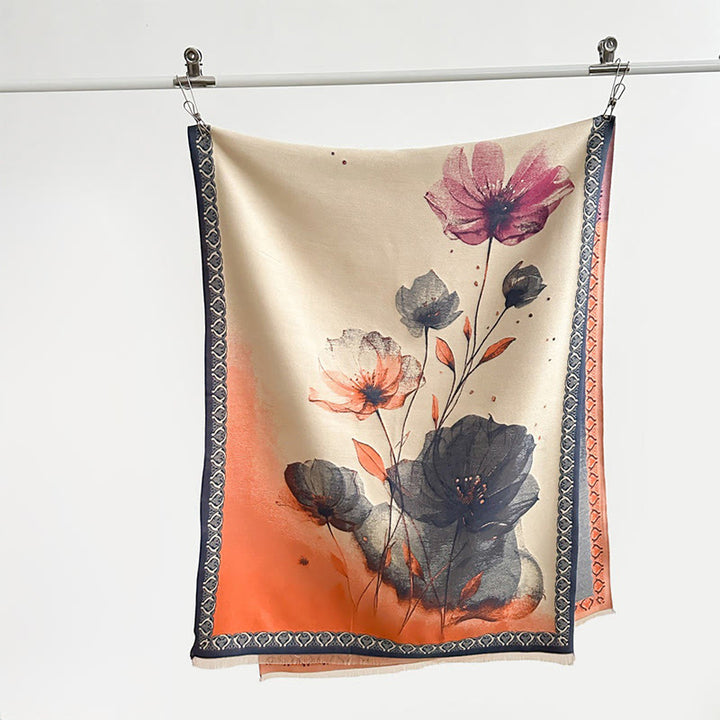 Buddha Stones冬の水墨画 蓮の花 葉模様 ソフトスカーフ ショール - image 11