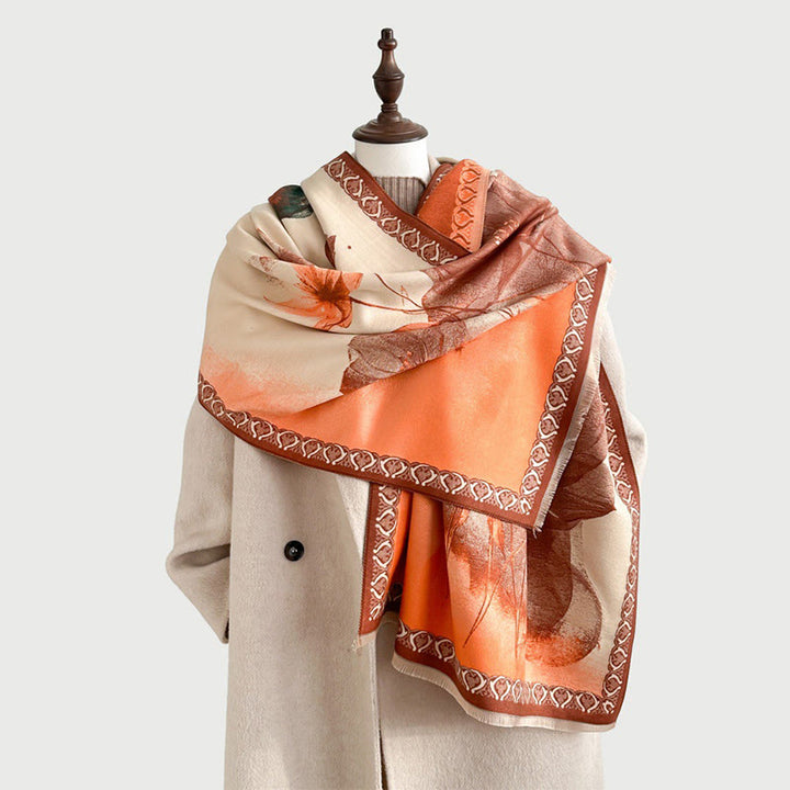 Buddha Stones冬の水墨画 蓮の花 葉模様 ソフトスカーフ ショール - image 13