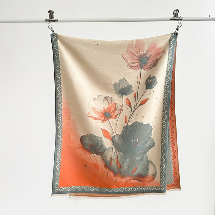 Buddha Stones冬の水墨画 蓮の花 葉模様 ソフトスカーフ ショール - image 3