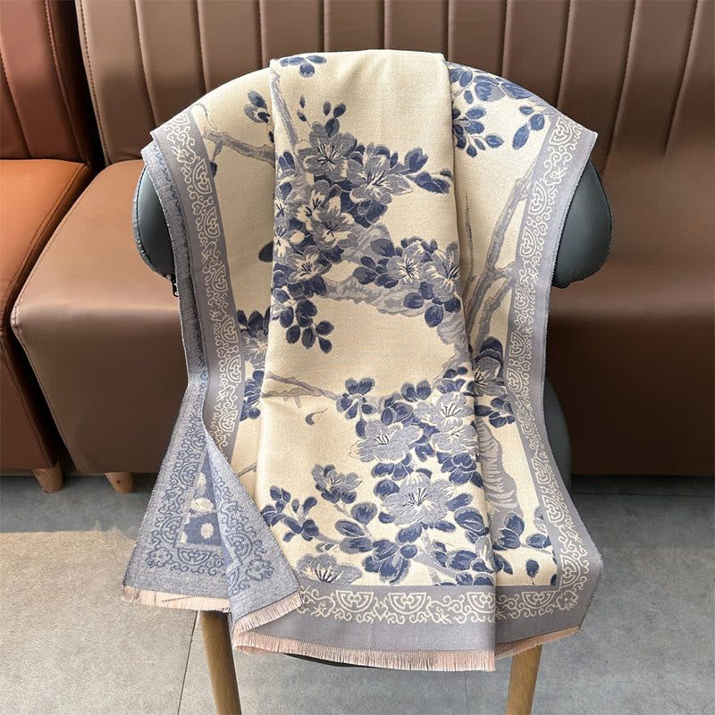 Buddha Stonesと秋の桃の花の枝柄の柔らかいスカーフショール - image 12