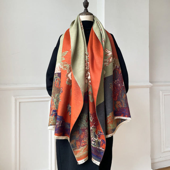 Buddha Stones、秋の花、木々、パビリオン柄、心地よいスカーフショール - image 7
