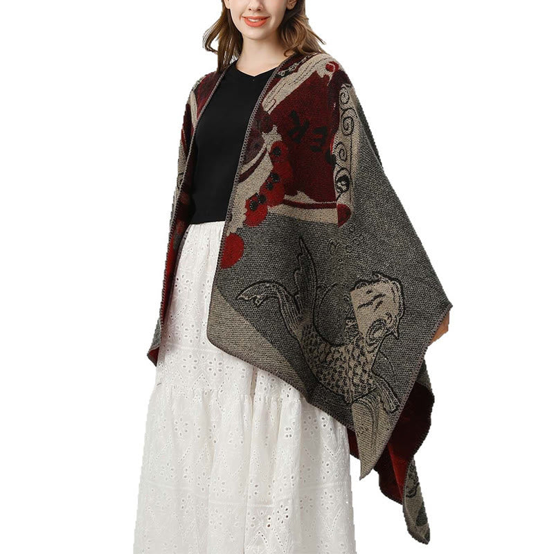 Buddha Stones冬鯉波模様 暖かくて心地よいスカーフ ショール - image 8