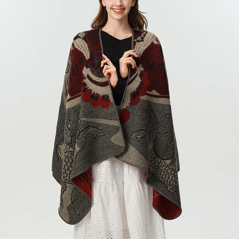 Buddha Stones冬鯉波模様 暖かくて心地よいスカーフ ショール - image 5