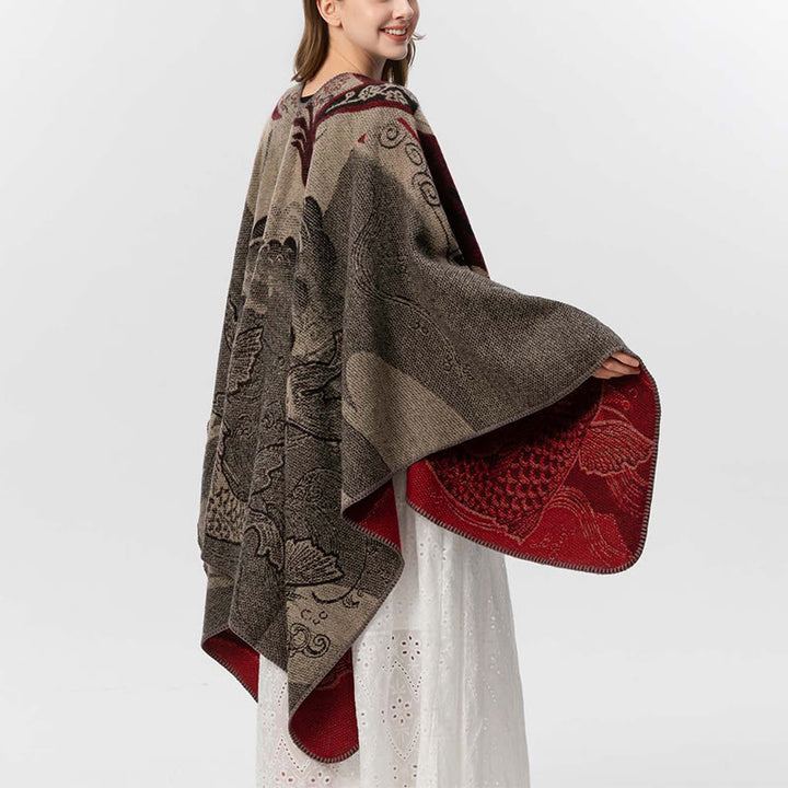 Buddha Stones冬鯉波模様 暖かくて心地よいスカーフ ショール - image 6