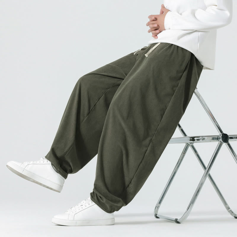 Buddha Stones秋冬 無地コーデュロイ メンズ ハーレムパンツ ポケット付き - image 5