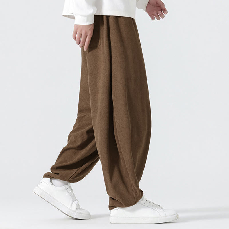 Buddha Stones秋冬 無地コーデュロイ メンズ ハーレムパンツ ポケット付き - image 22
