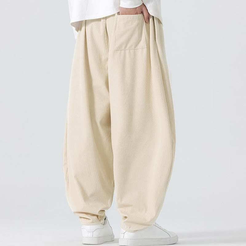 Buddha Stones秋冬 無地コーデュロイ メンズ ハーレムパンツ ポケット付き - image 13