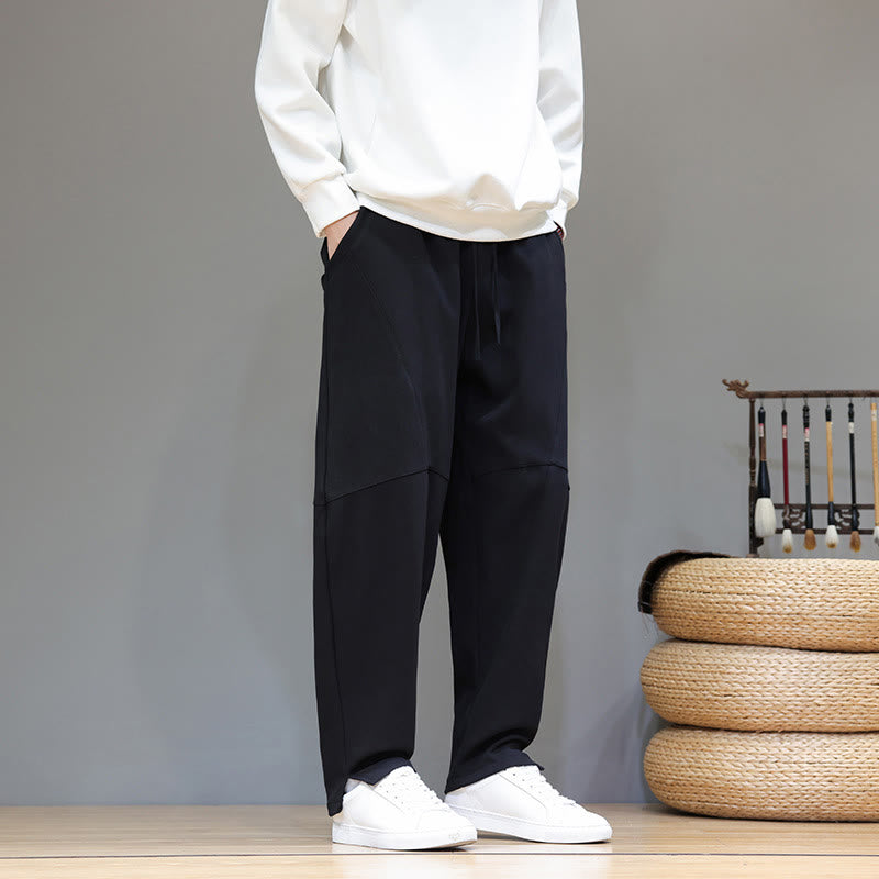 Buddha Stones冬用 無地 裏起毛 メンズ コットンリネン パンツ ポケット付き - 黒 - US/UK/AU46、 EU56 (5XL) - image 11