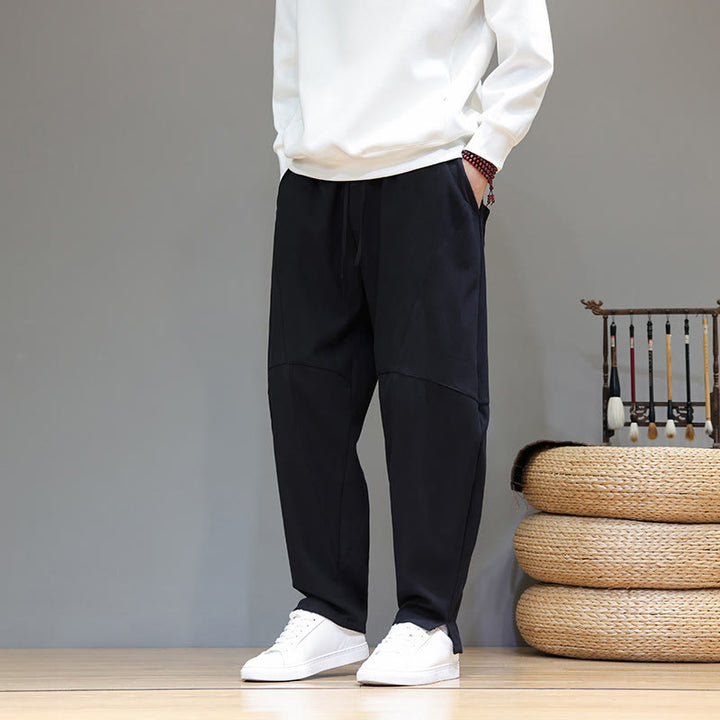 Buddha Stones冬用 無地 裏起毛 メンズ コットンリネン パンツ ポケット付き - image 13