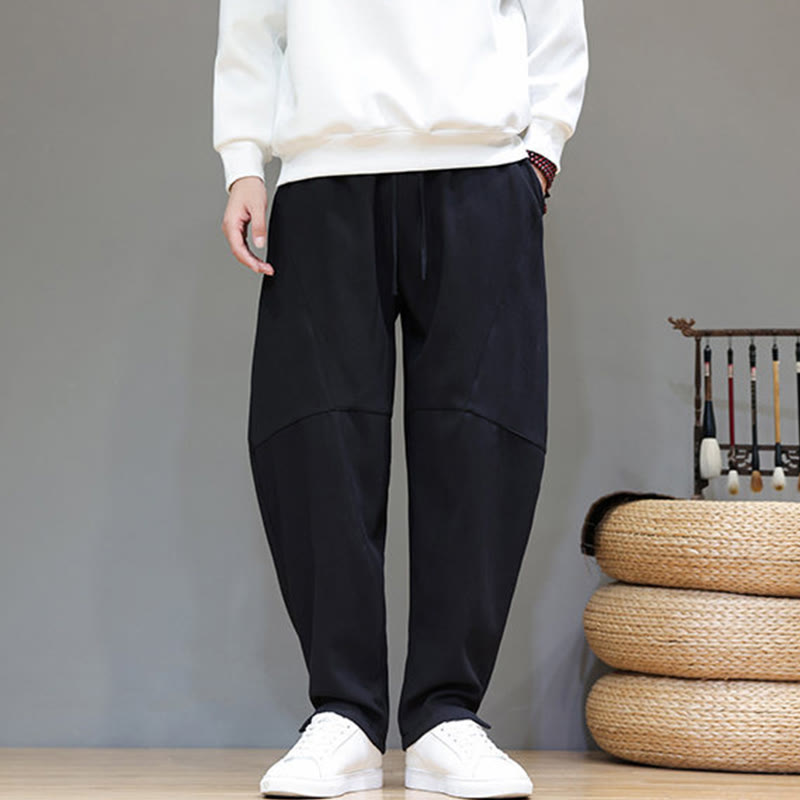 Buddha Stones冬用 無地 裏起毛 メンズ コットンリネン パンツ ポケット付き - image 12