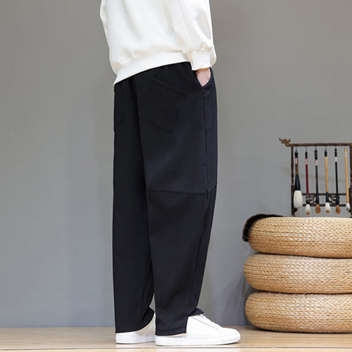 Buddha Stones冬用 無地 裏起毛 メンズ コットンリネン パンツ ポケット付き - image 15