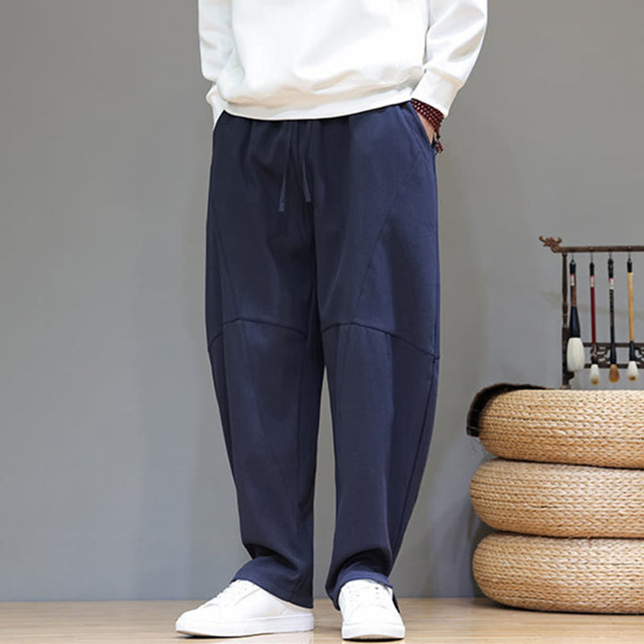 Buddha Stones冬用 無地 裏起毛 メンズ コットンリネン パンツ ポケット付き - image 8