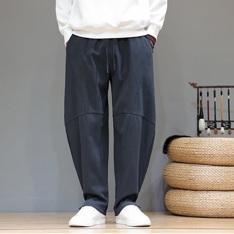 Buddha Stones冬用 無地 裏起毛 メンズ コットンリネン パンツ ポケット付き - image 10