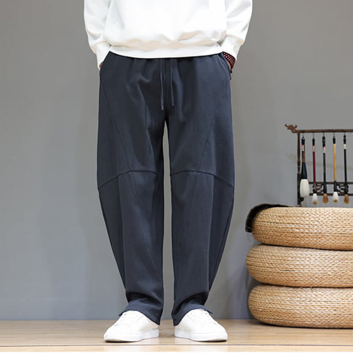 Buddha Stones冬用 無地 裏起毛 メンズ コットンリネン パンツ ポケット付き - image 10