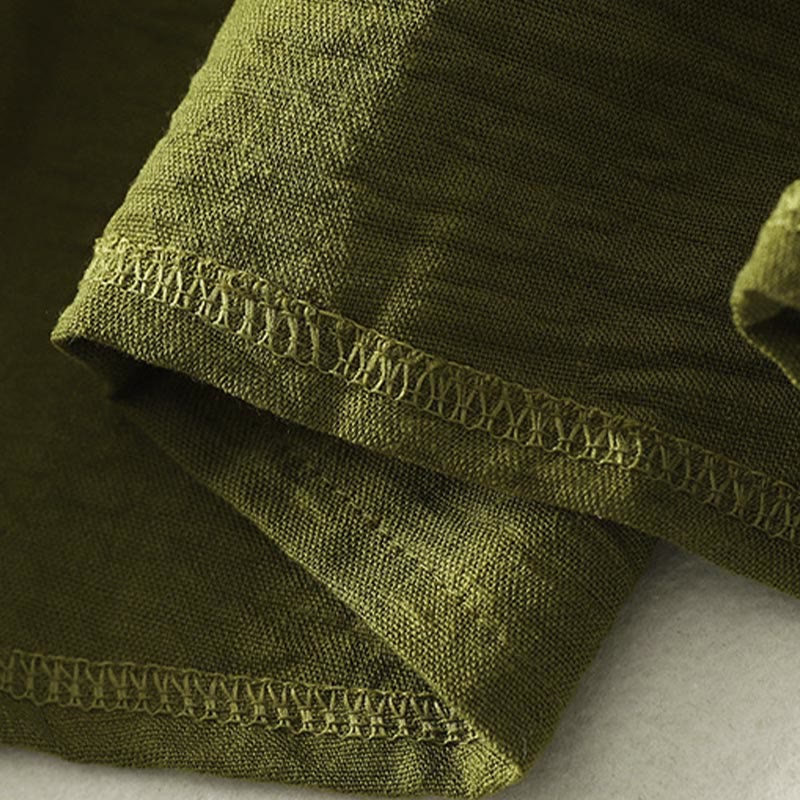 Buddha Stonesカジュアル オリーブグリーン クルーネック レディース コットンリネン 長袖シャツ - image 8