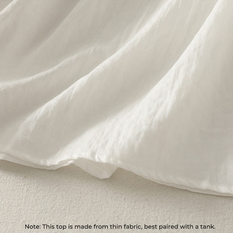 Buddha Stonesホワイトボタン フリル 長袖 レディース コットンシャツ - image 7