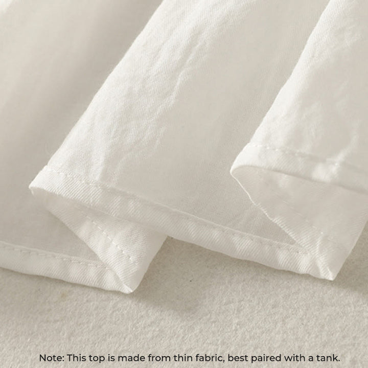 Buddha Stonesホワイトボタン フリル 長袖 レディース コットンシャツ - image 6