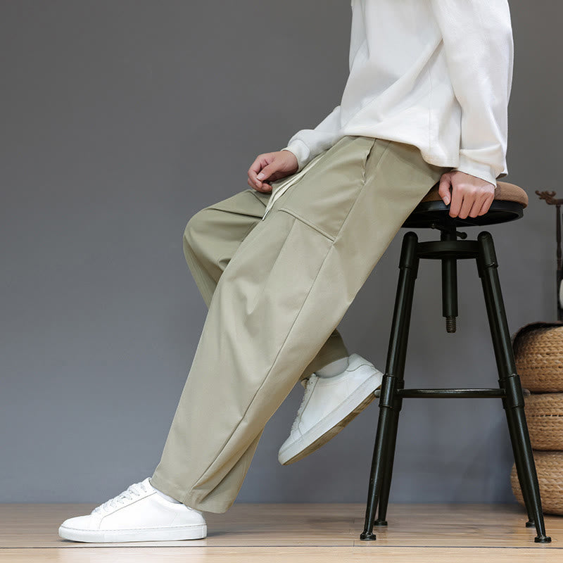 Buddha Stones秋冬 ピュアカラー コットン メンズ クロップド ハーレムパンツ ポケット付き - image 8