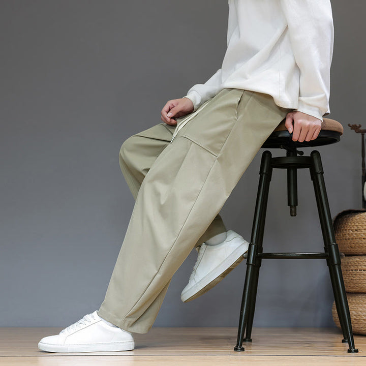 Buddha Stones秋冬 ピュアカラー コットン メンズ クロップド ハーレムパンツ ポケット付き - image 8