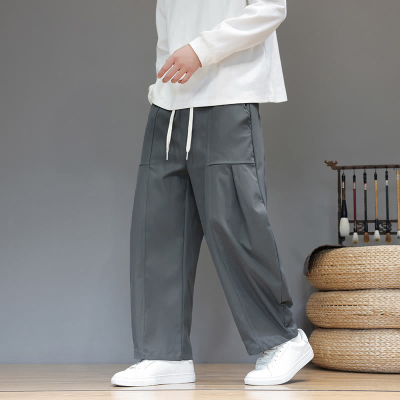 Buddha Stones秋冬 ピュアカラー コットン メンズ クロップド ハーレムパンツ ポケット付き - image 16