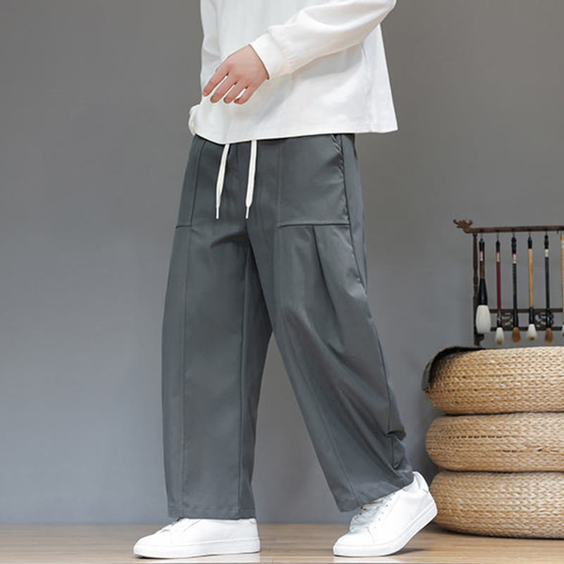 Buddha Stones秋冬 ピュアカラー コットン メンズ クロップド ハーレムパンツ ポケット付き - image 10